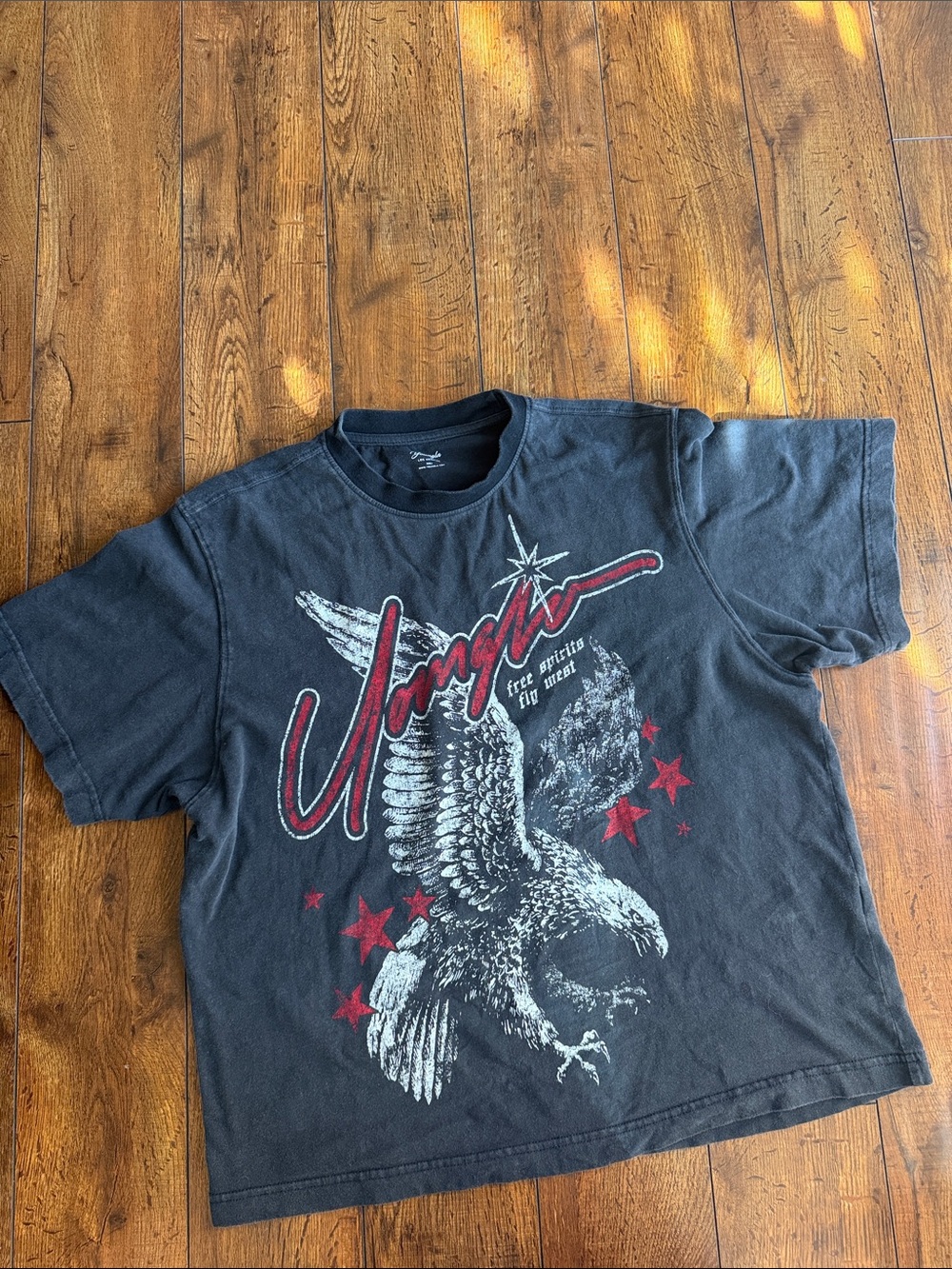 YoungLA Black Graphic Eagle Tee with Red Accents